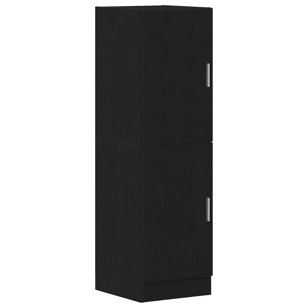 Black Engineered Wood Wall Mounted Kitchen Cabinet Set 2 Piece Storage Shelves