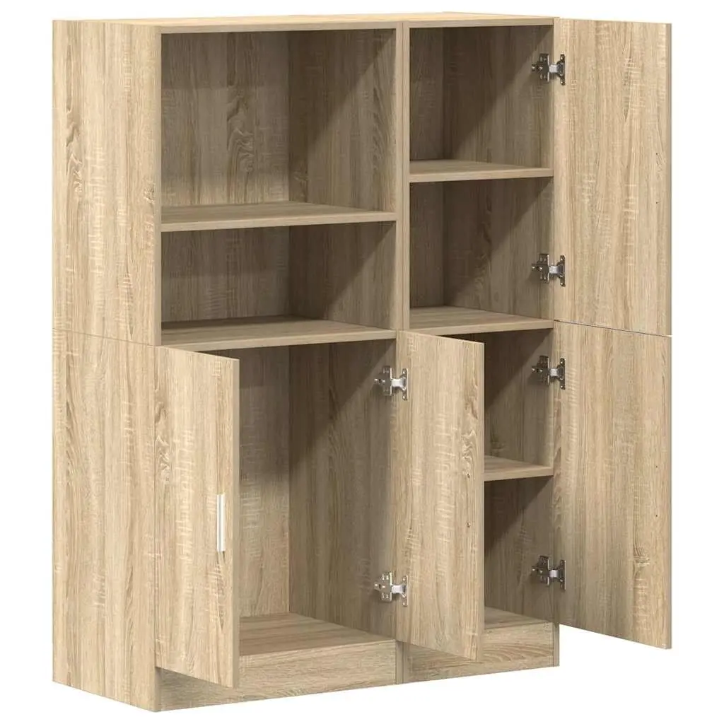 Kitchen Cabinet Set Brown 2 Piece Wall Mounted Storage Shelves Cupboard Organizer