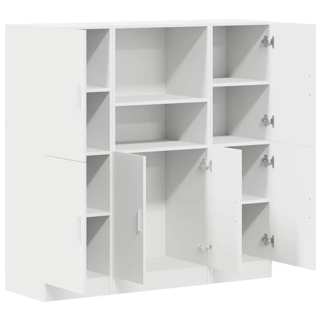 3 Piece Kitchen Cabinet Set White Wall Mounted Storage Shelves Organiser
