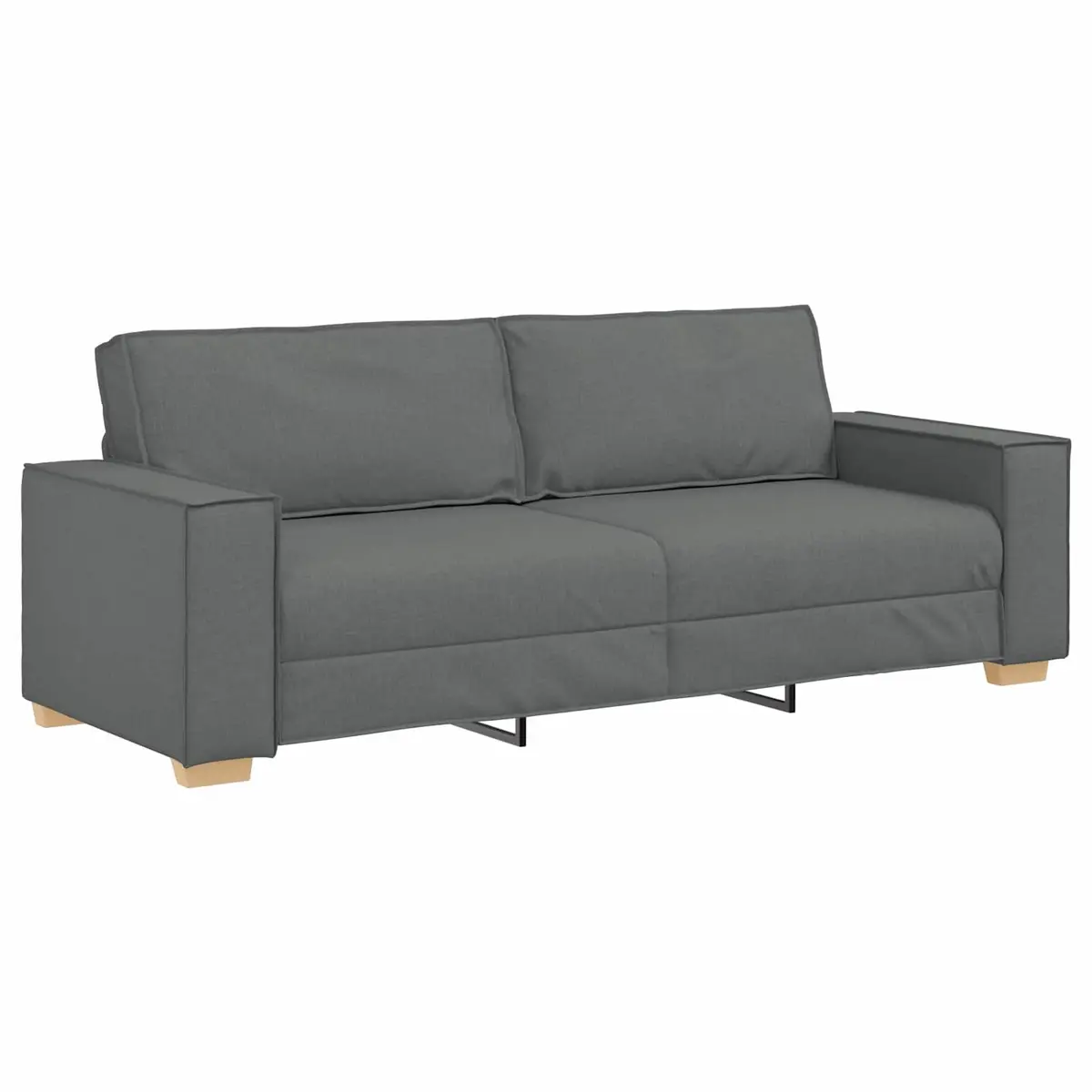 3 Piece Modular Sofa Set Grey Linen Blend 220cm Wide Contemporary Lounge Furniture