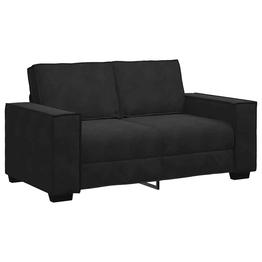 3 Piece Sofa Set Black Velvet Upholstered Lounge Suite Living Room Furniture