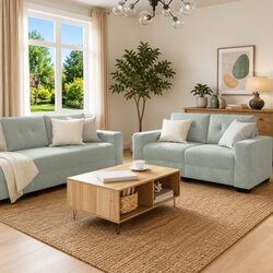 3-Piece Contemporary Sofa Set in Grey Velvet