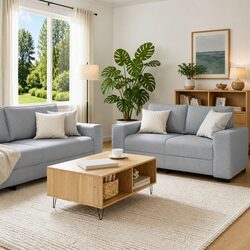 Grey Fabric Sofa Set: 3 Piece Comfort and Style
