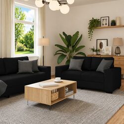 Compact and Comfortable 3 Piece Black Sofa Set
