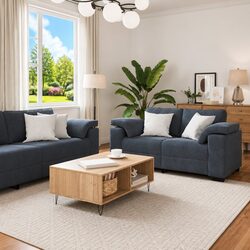 Concise 3 Piece Sofa Set in Grey Velvet for Your Home