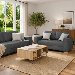 Grey 2-Piece Sofa Set: Durable and Comfortable