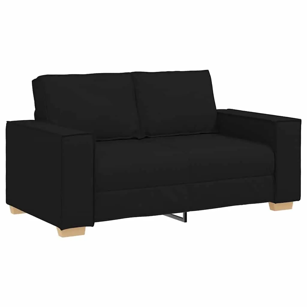 2 Piece Sofa Set with Cushions Black Fabric Living Room Lounge Couch Armrests