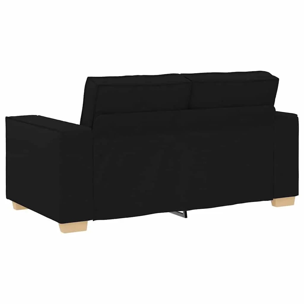 2 Piece Sofa Set with Cushions Black Fabric Living Room Lounge Couch Armrests