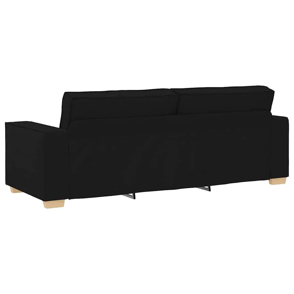 2 Piece Sofa Set with Cushions Black Fabric Living Room Lounge Couch Armrests