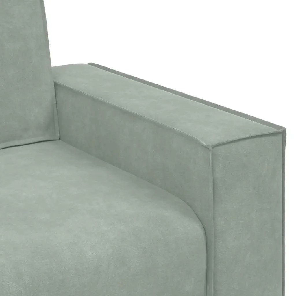 2 Piece Sofa Set Grey Velvet Thickly Padded Seating Wide Armrests