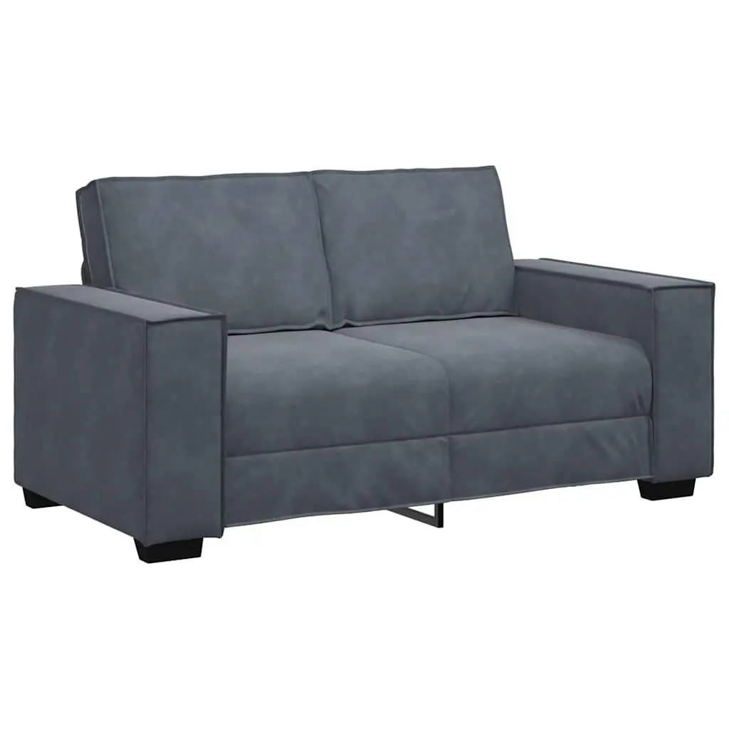 2 Piece Sofa Set Grey Velvet Thickly Padded Armrests Suitable for Living Room
