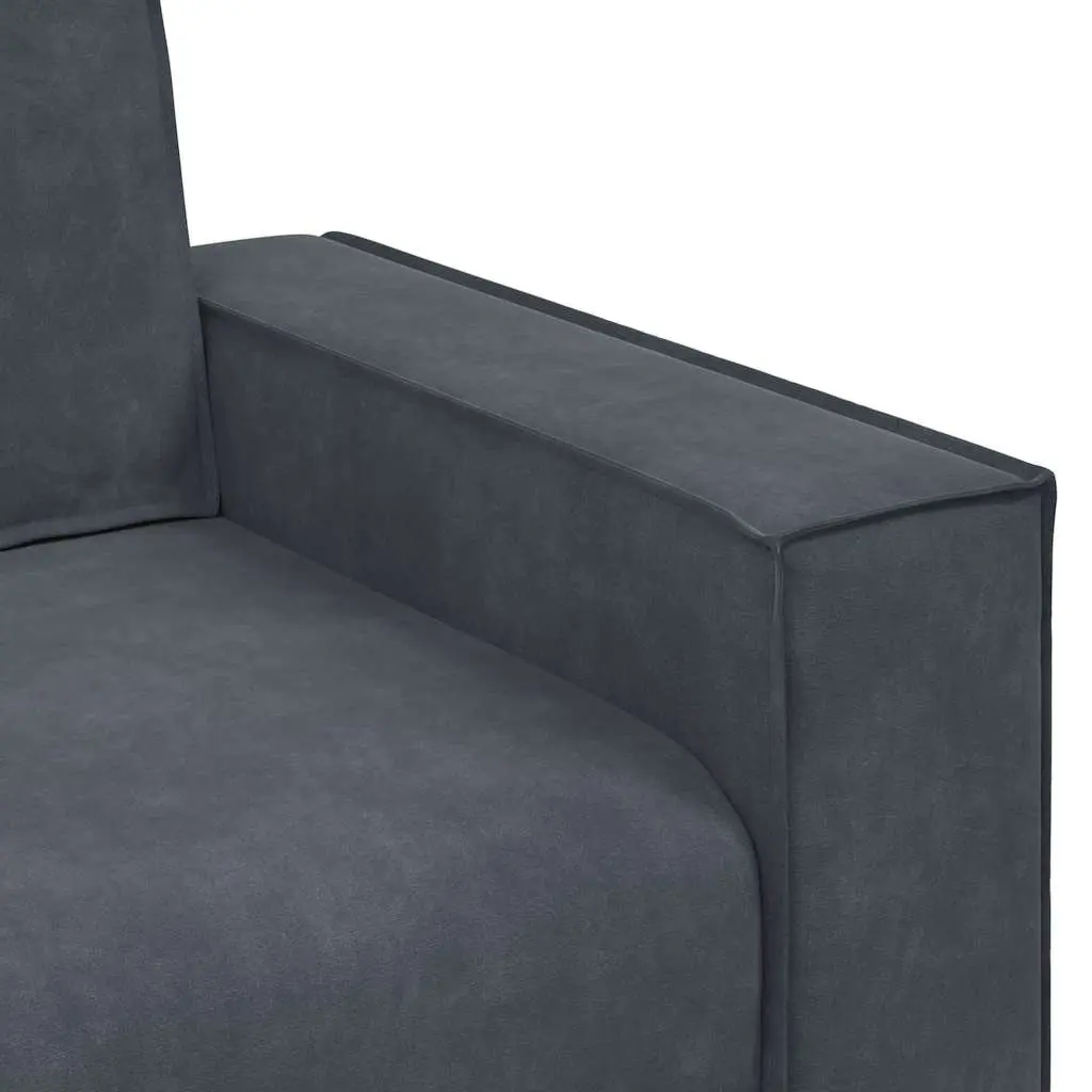 2 Piece Sofa Set Grey Velvet Thickly Padded Armrests Suitable for Living Room