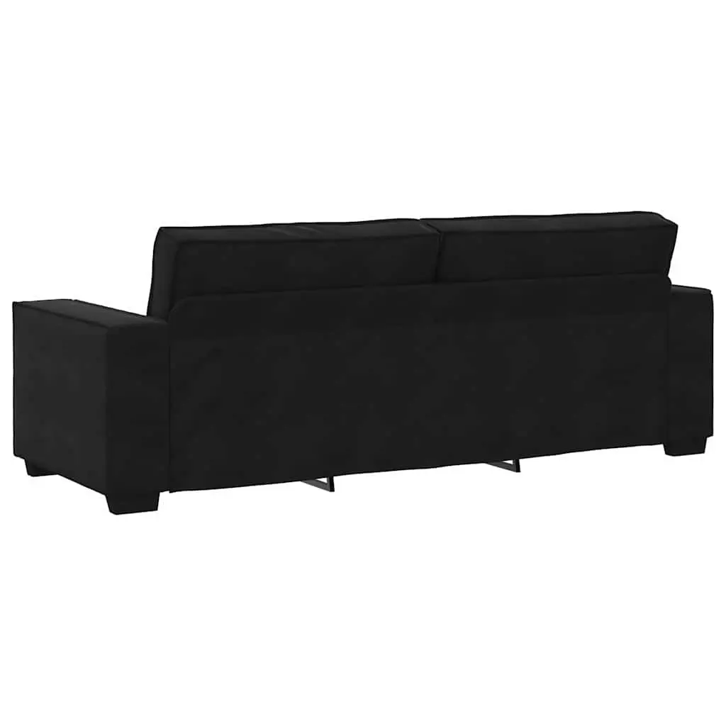 2 Piece Sofa Set Black Velvet Thickly Padded Seating Armrest