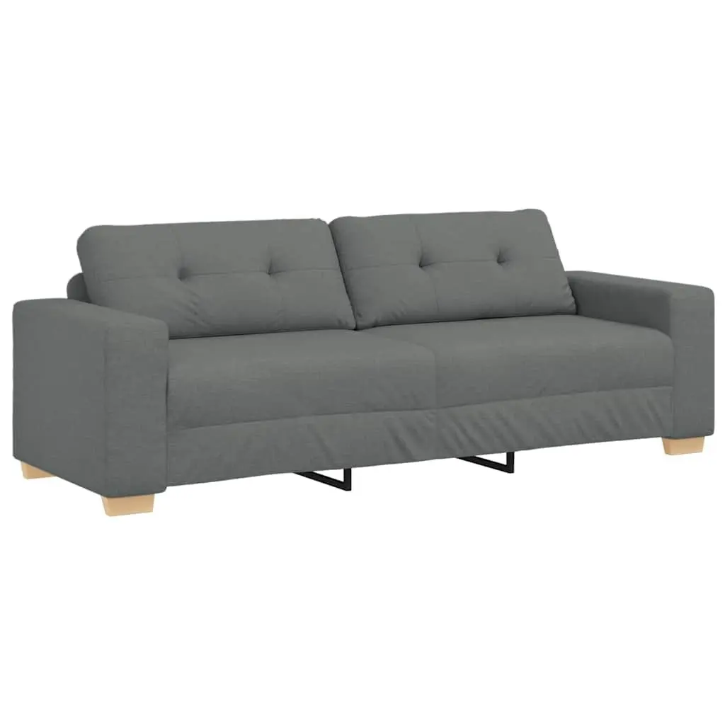 2 Piece Sofa Set Dark Grey Polyester Fabric Sturdy Frame Wide Armrests Thick Padding