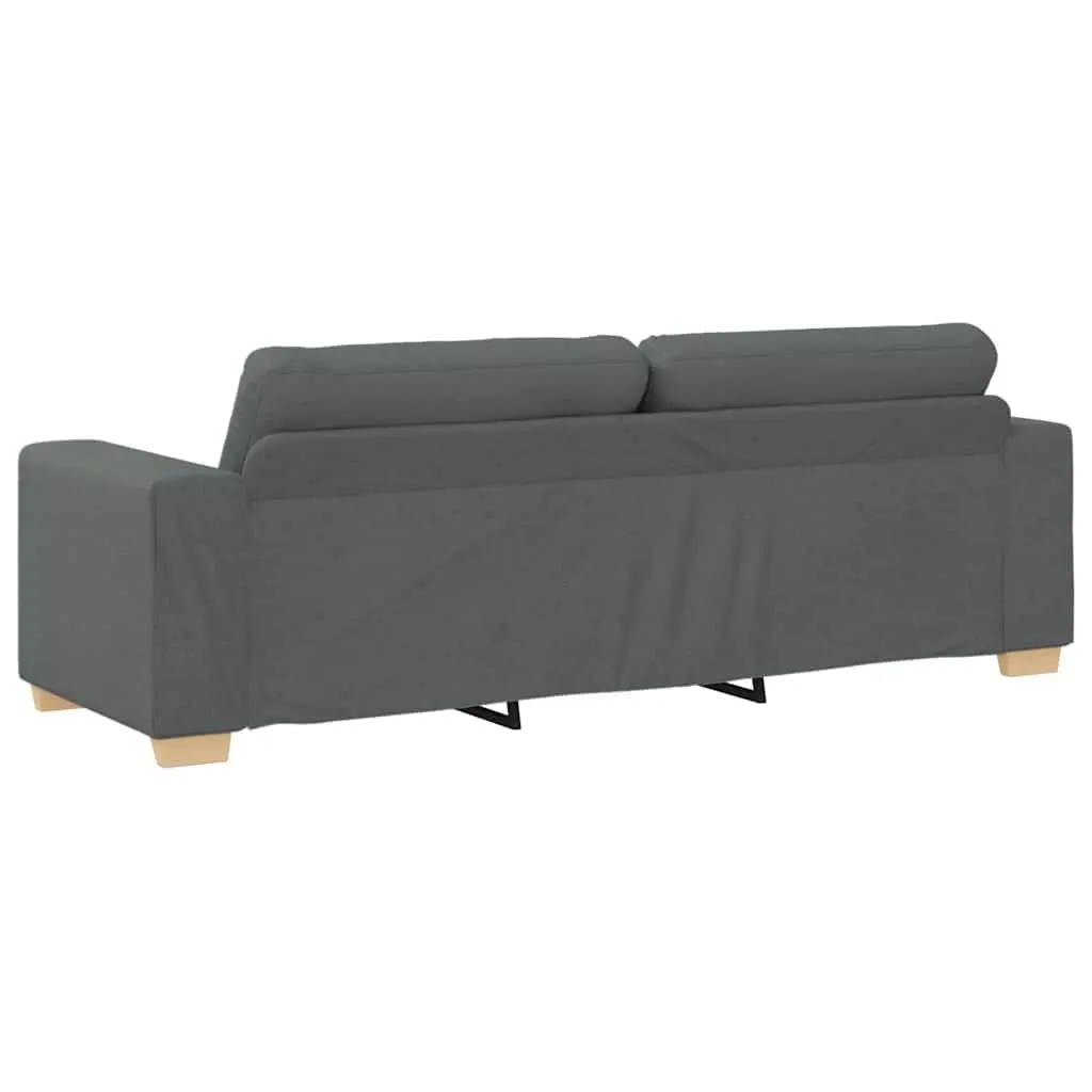 2 Piece Sofa Set Dark Grey Polyester Fabric Sturdy Frame Wide Armrests Thick Padding
