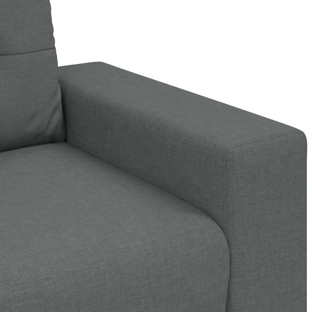 2 Piece Sofa Set Dark Grey Polyester Fabric Sturdy Frame Wide Armrests Thick Padding