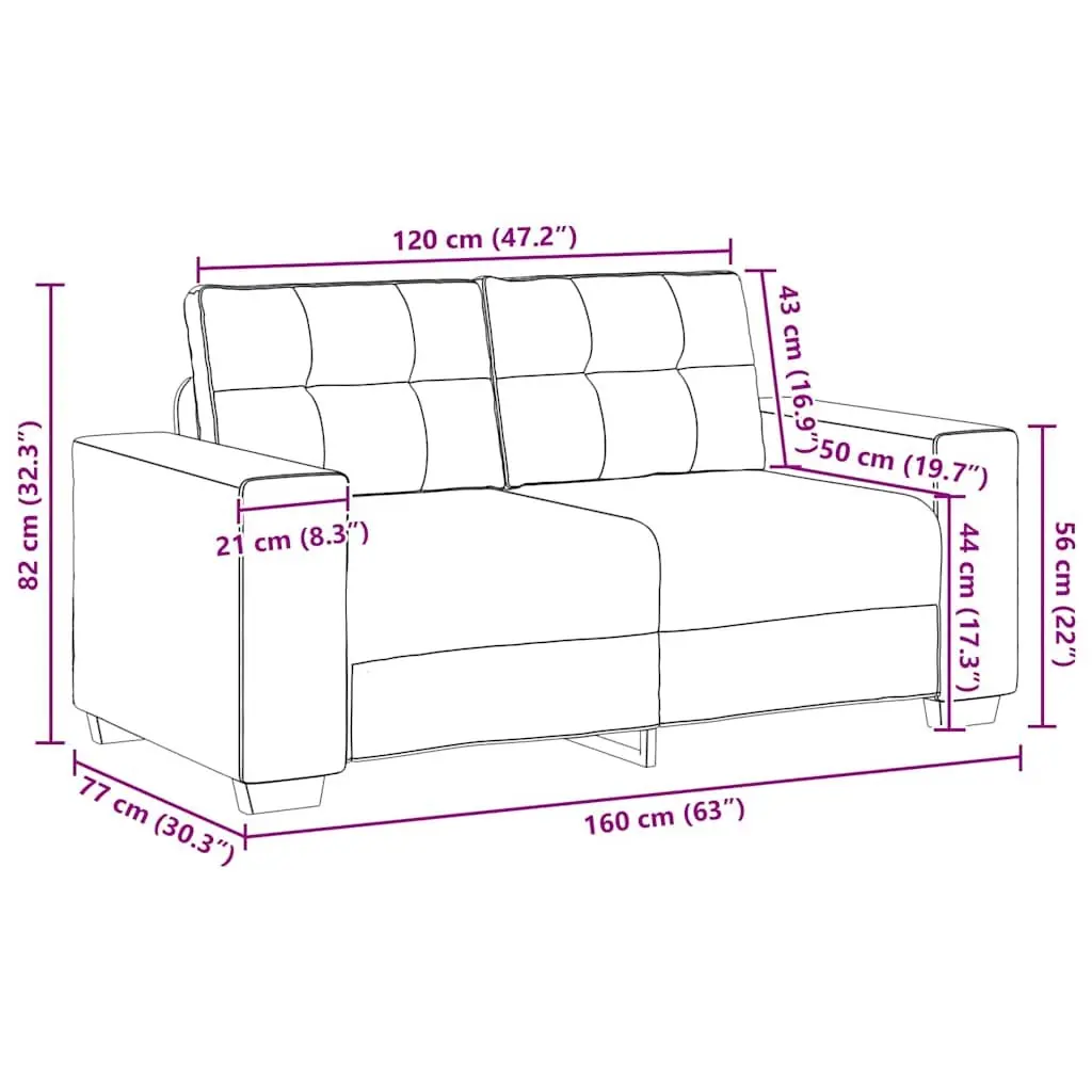 2 Piece Sofa Set Dark Grey Polyester Fabric Sturdy Frame Wide Armrests Thick Padding