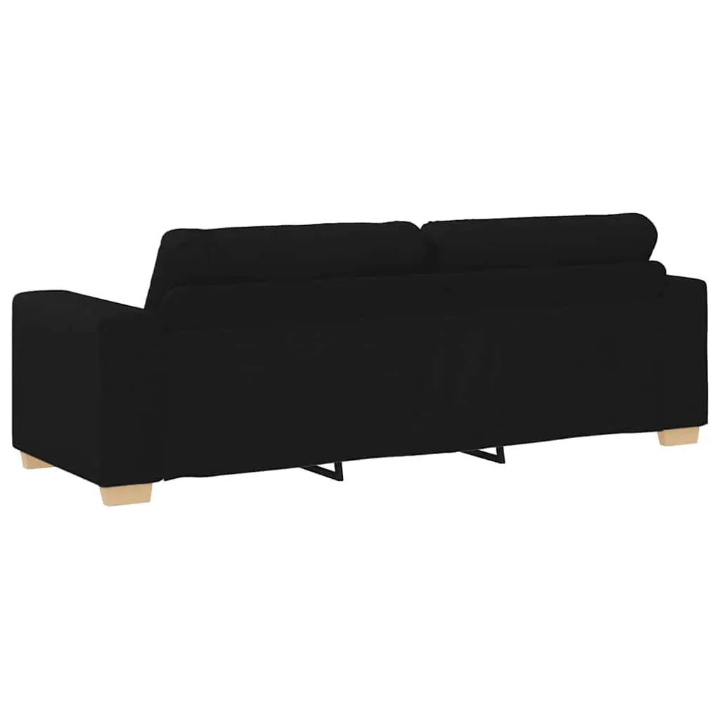 2 Piece Sofa Set Black Fabric Living Room Lounge Furniture with Cushions