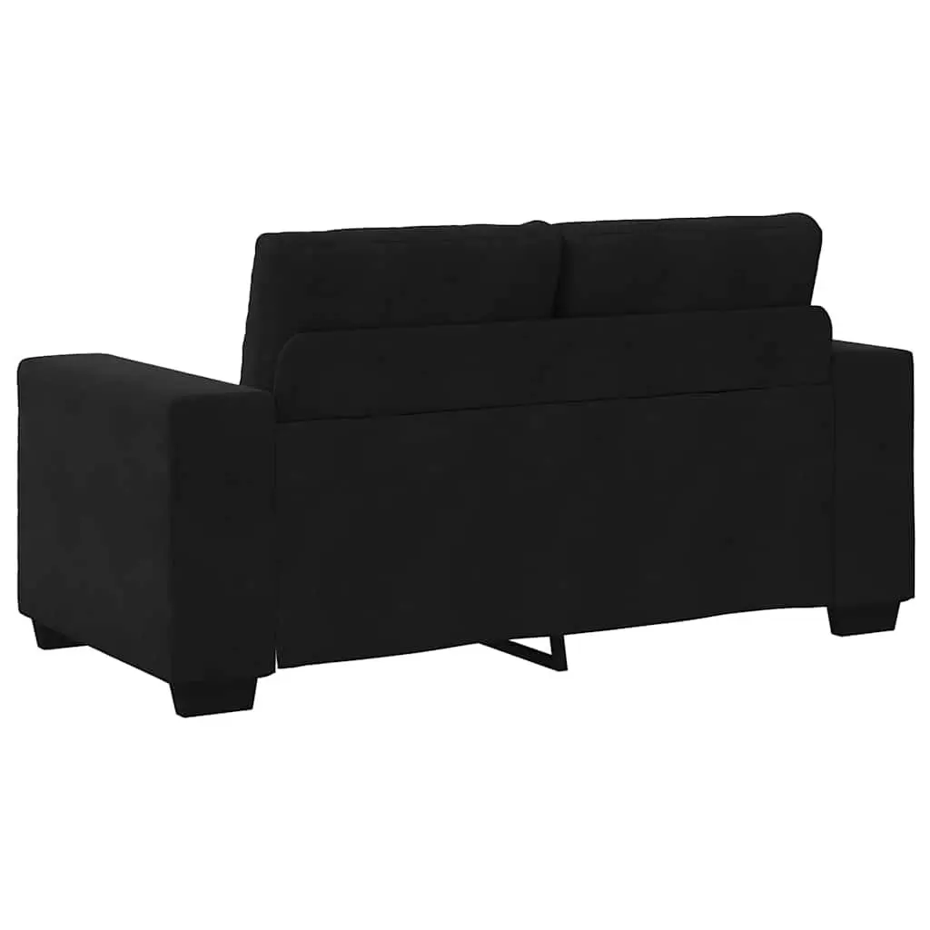 2 Piece Sofa Set Black Velvet Lounge Suite Comfortable Padded Seat Armrests
