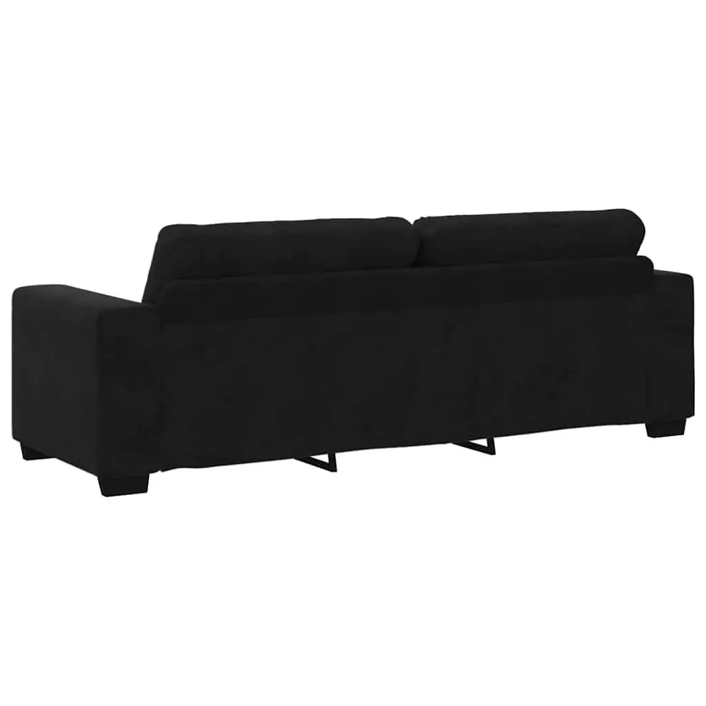 2 Piece Sofa Set Black Velvet Lounge Suite Comfortable Padded Seat Armrests