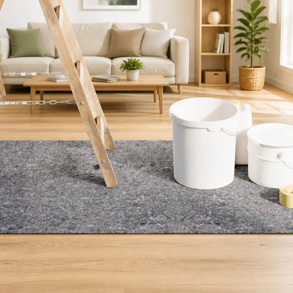 Painter Fleece Grey 2 Piece Non-slip 10m x 1m Roll Floor Protection Dust Cover