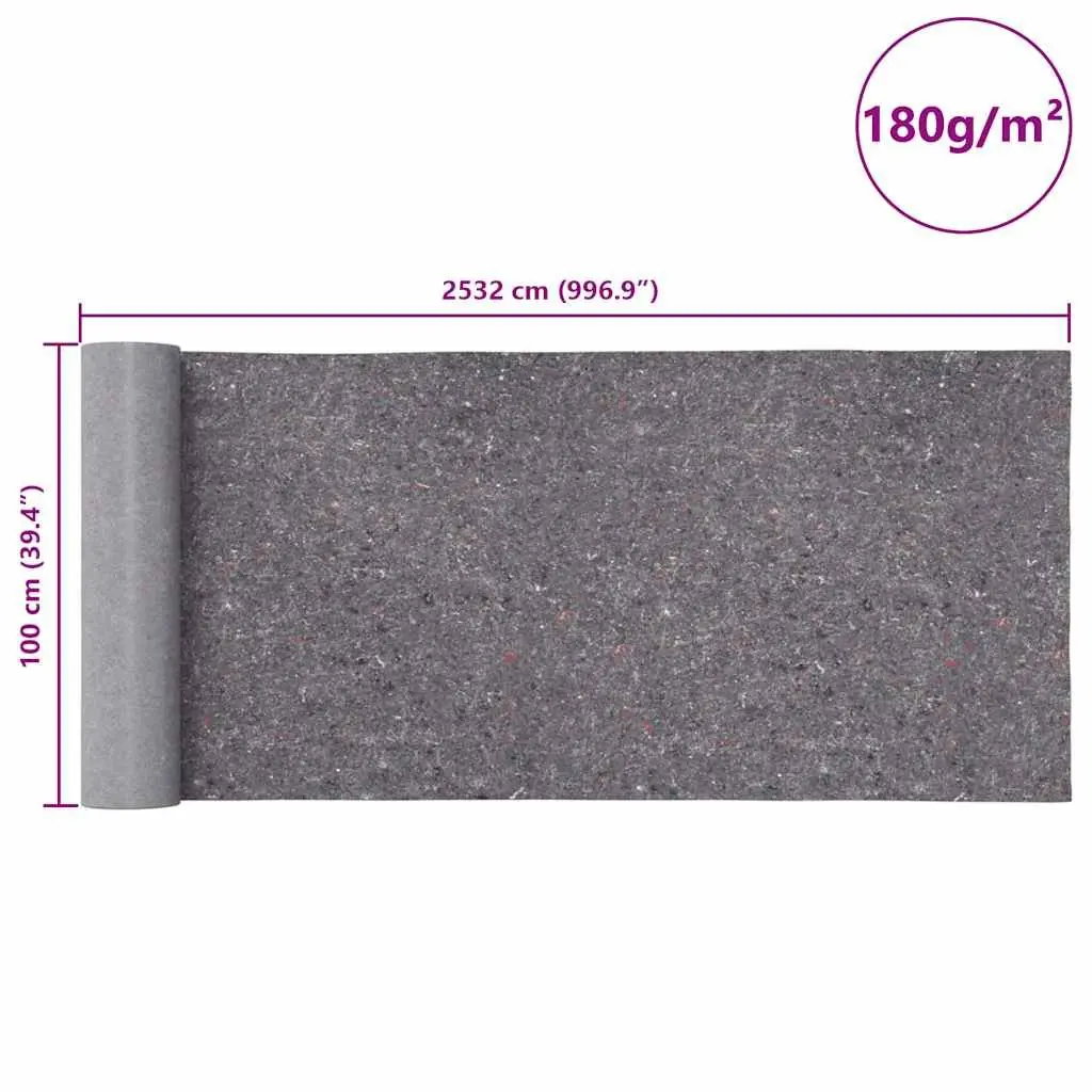 Painter Fleece Grey 25m x 1m Non-slip Water-resistant Floor Protection 2 Rolls