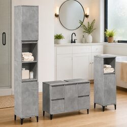 Compact 3-Piece Grey Bathroom Furniture Set