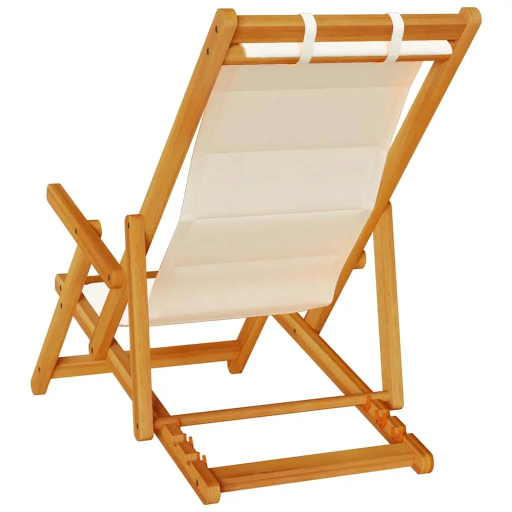 Folding Beach Chair 2 Pcs Outdoor Garden Patio Seating Cushion Acacia Wood
