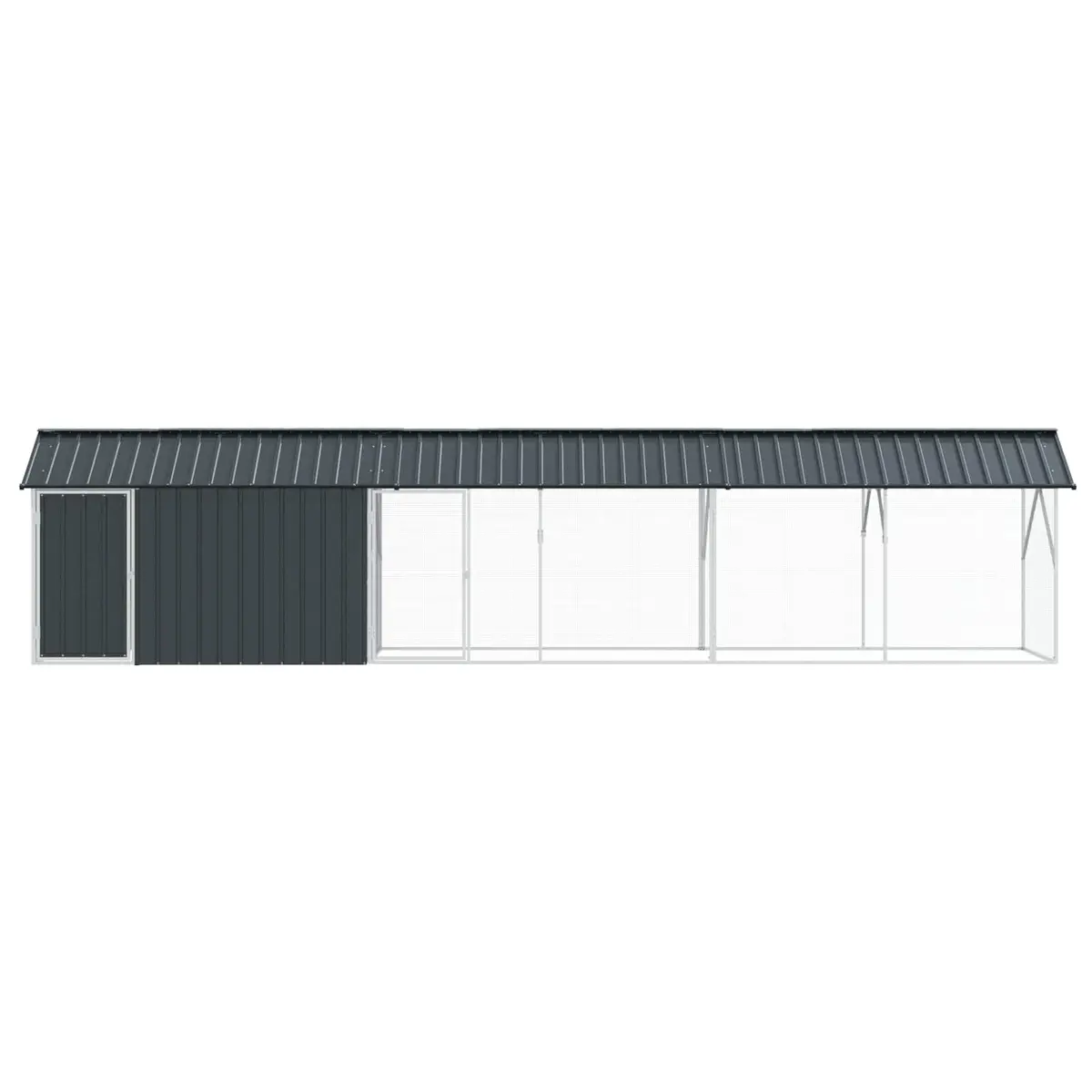 Bird Cage Anthracite Large Outdoor Galvanised Steel Rectangular Aviary 630x103x142cm