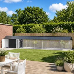 Bird Cage Outdoor Galvanised Steel Anthracite 844 x 103 x 142 cm Garden Aviary
