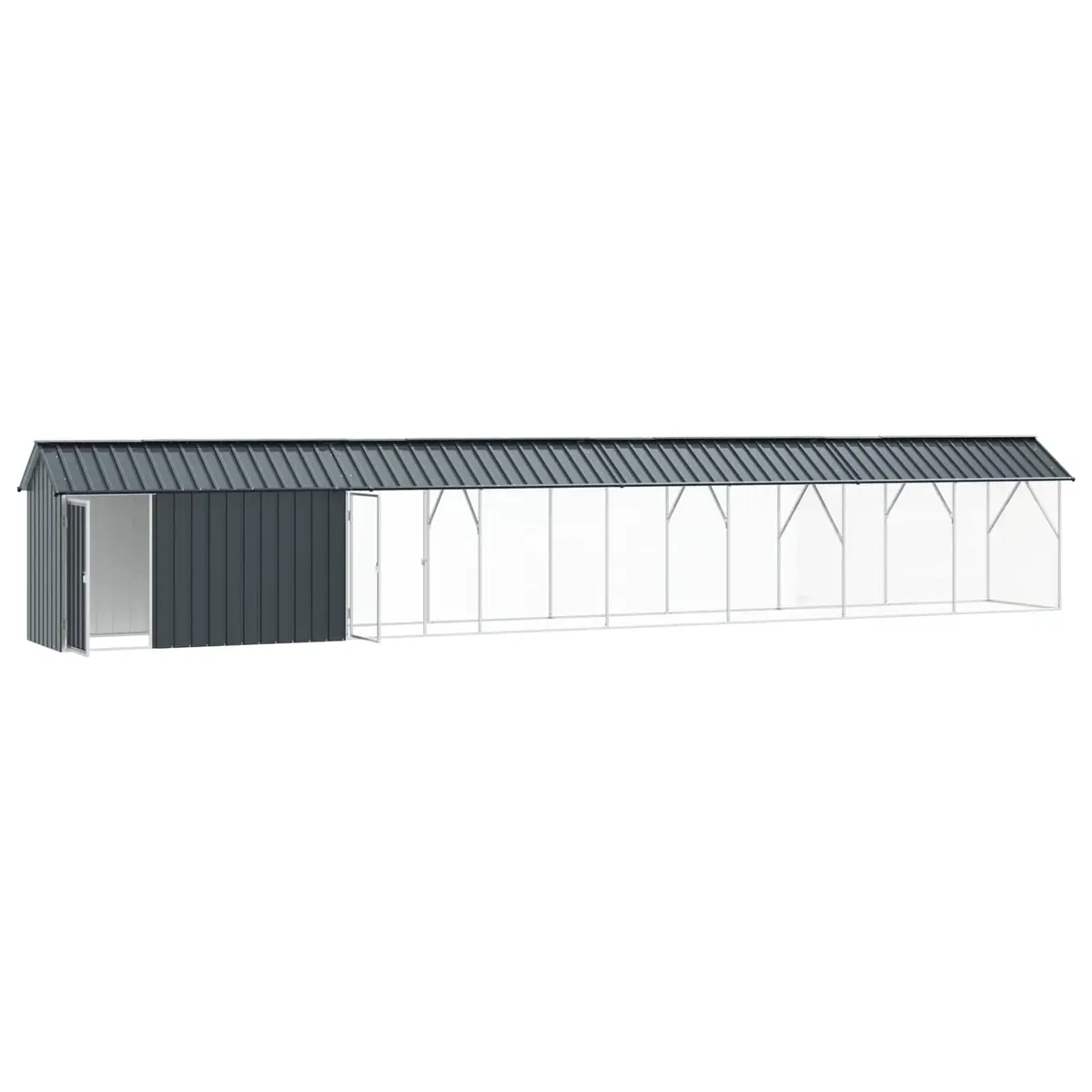 Bird Cage Anthracite Outdoor Galvanised Steel 844 x 103 x 142 cm Spacious Garden Aviary