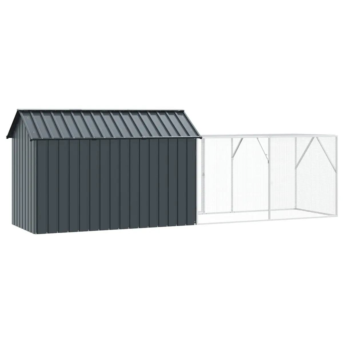 Outdoor Bird Cage Anthracite Large Galvanised Steel Rectangular Garden Aviary