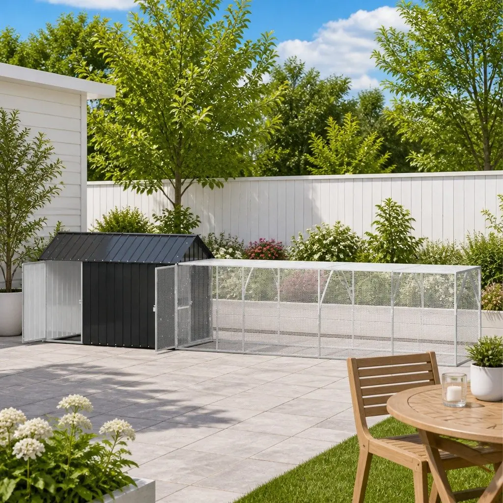 Bird Cage Anthracite Rectangular Galvanised Steel Outdoor Aviary