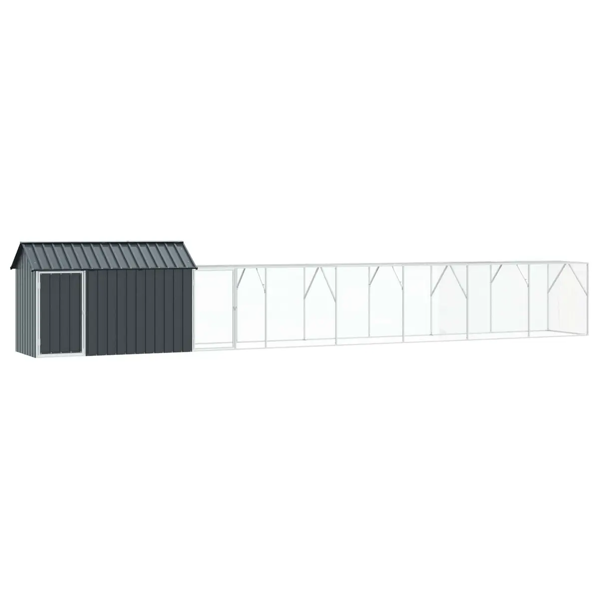 Rectangular Bird Cage Anthracite 821.5x111x142cm Galvanised Steel Outdoor Aviary