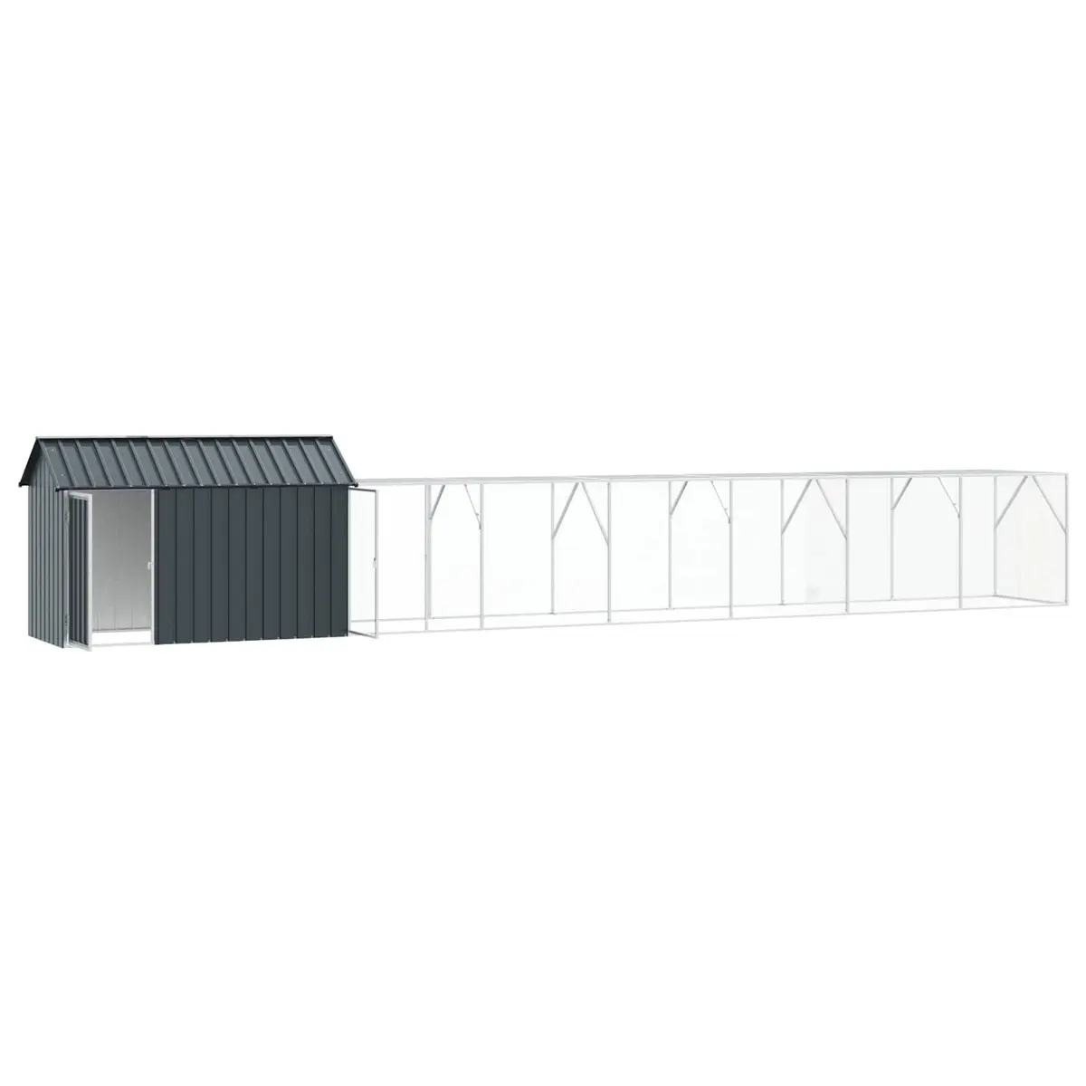 Rectangular Bird Cage Anthracite 821.5x111x142cm Galvanised Steel Outdoor Aviary