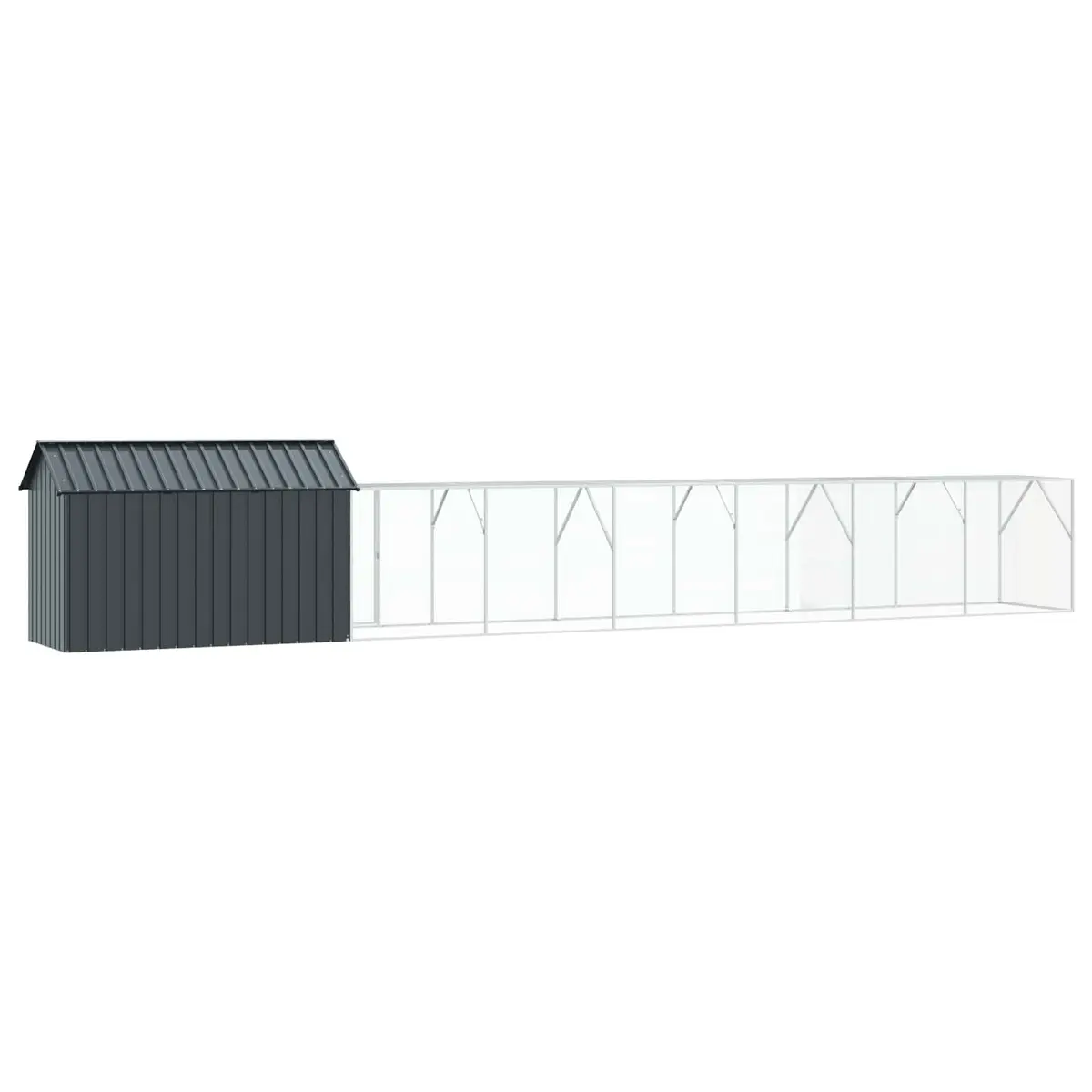 Rectangular Bird Cage Anthracite 821.5x111x142cm Galvanised Steel Outdoor Aviary