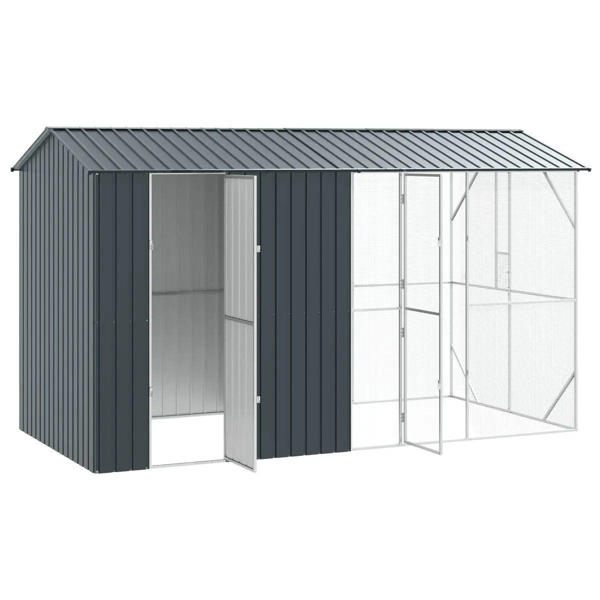 Outdoor Bird Cage Anthracite Galvanised Steel Spacious Large