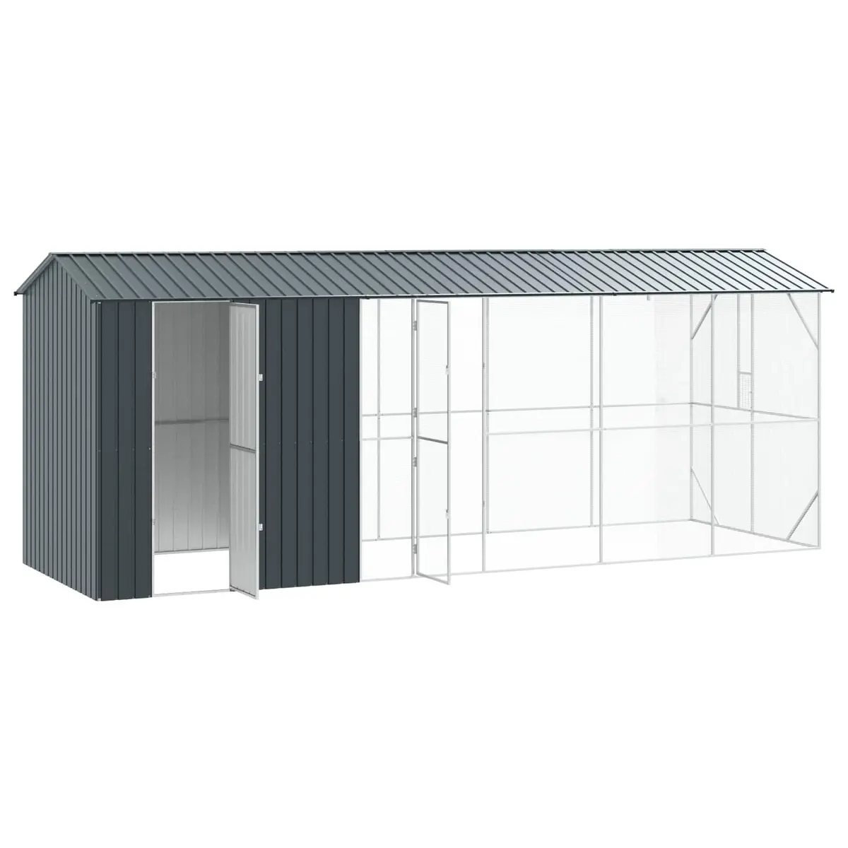 Bird Cage Outdoor Garden Aviary Anthracite Galvanised Steel Rectangular Large