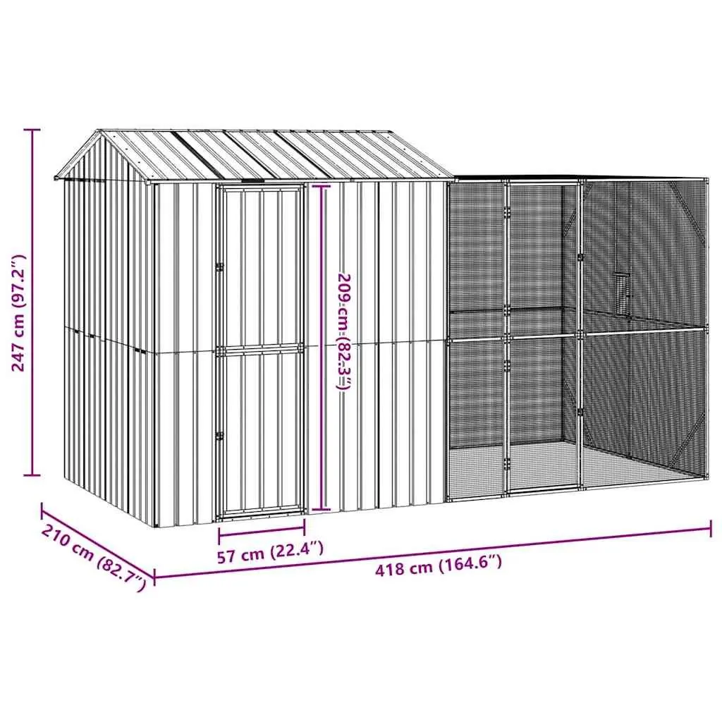 Outdoor Bird Cage Anthracite Rectangular Large Galvanised Steel Garden Aviary