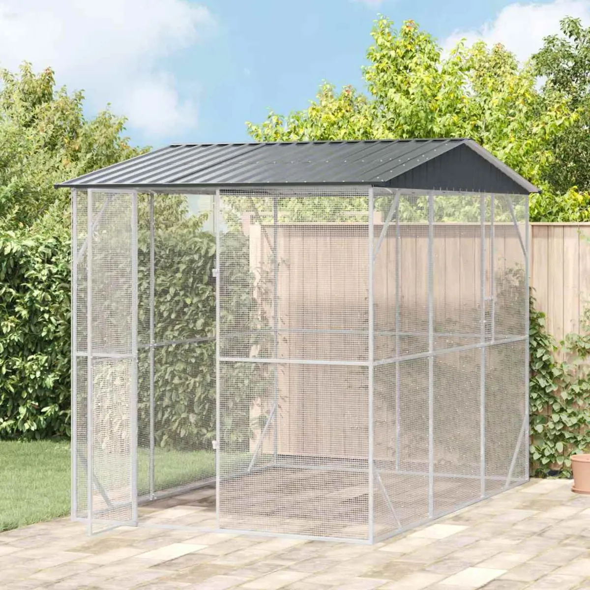 Bird Cage Anthracite Large Galvanised Steel Outdoor Aviary Enclosure
