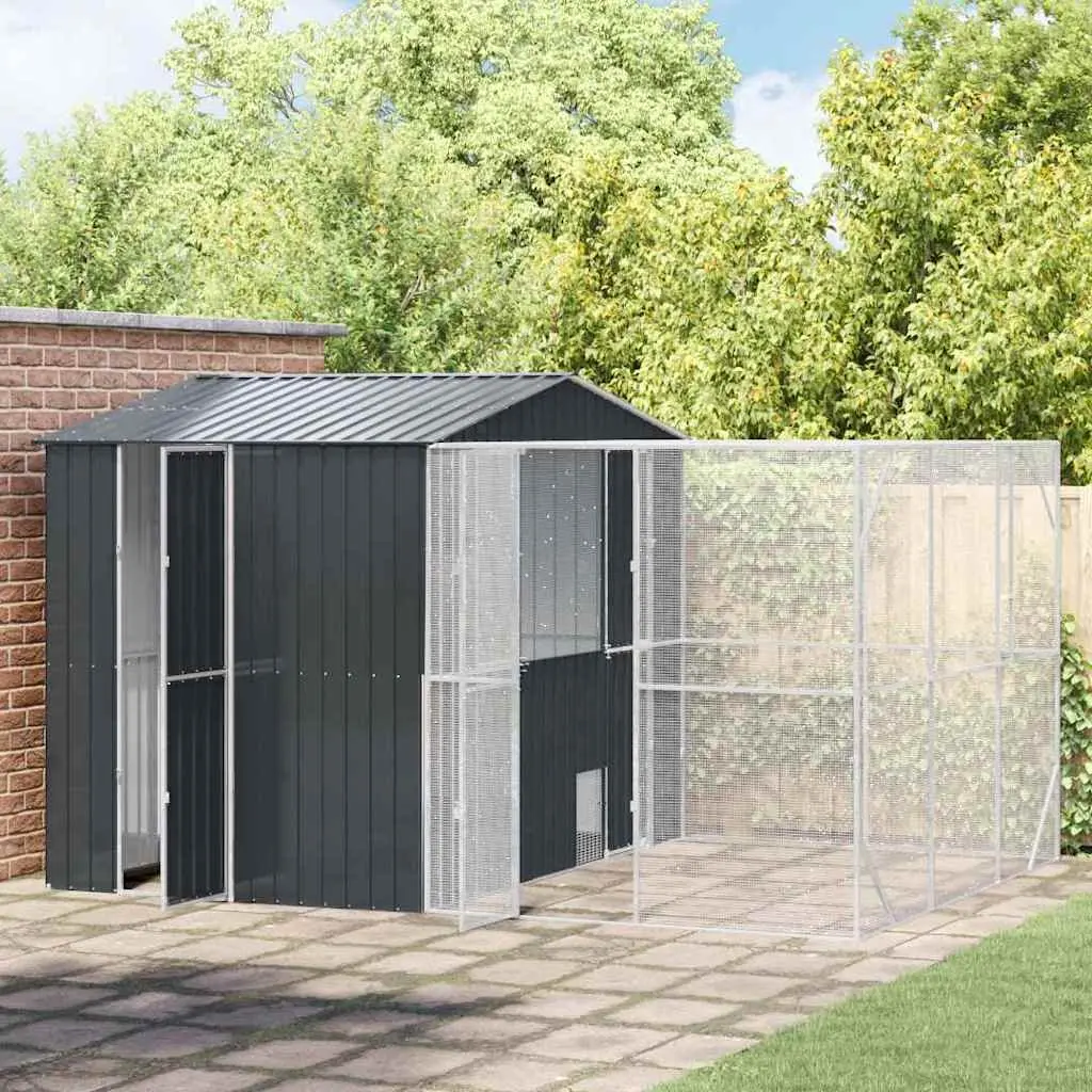 Bird Cage Anthracite Rectangular Galvanised Steel Outdoor Aviary