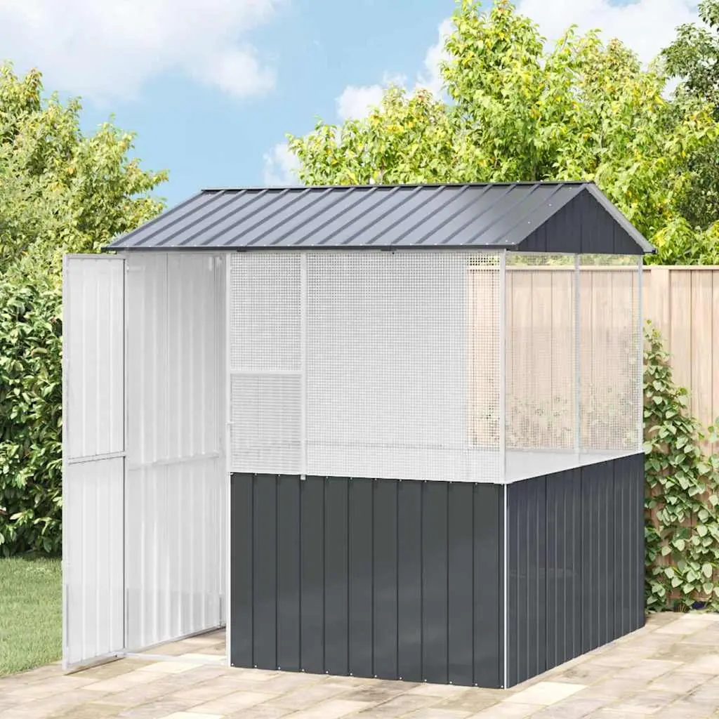 Bird Cage Anthracite 215x209x230cm Galvanised Steel Outdoor Garden Aviary