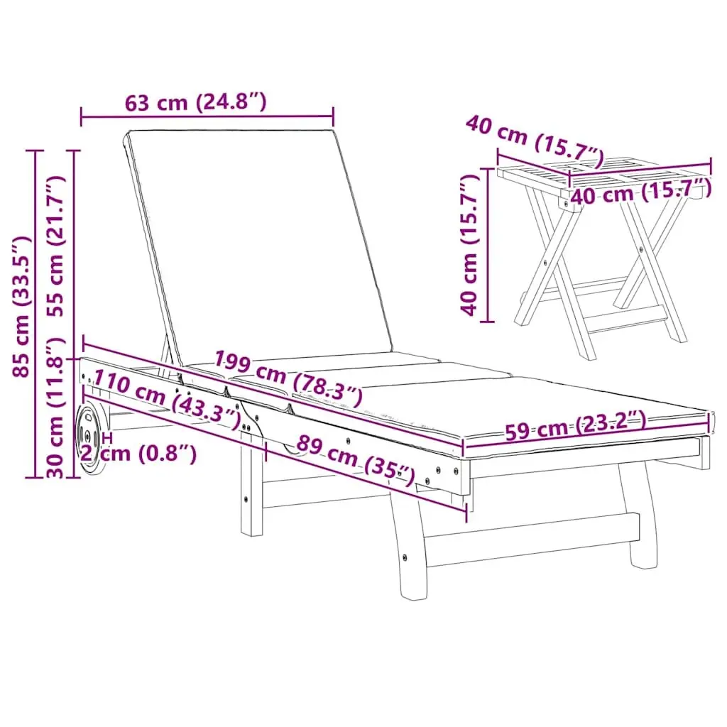 Sun Lounger Brown 3 Piece Outdoor Sunbed Set Adjustable Backrest and Footrest