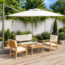 Garden Sofa Set 4 Pieces Outdoor Seating Brown Balcony Patio Furniture Modern