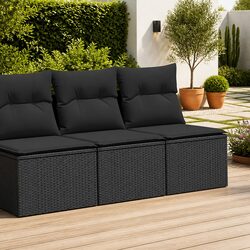 Compact Black Garden Sofa Set for Outdoor Spaces
