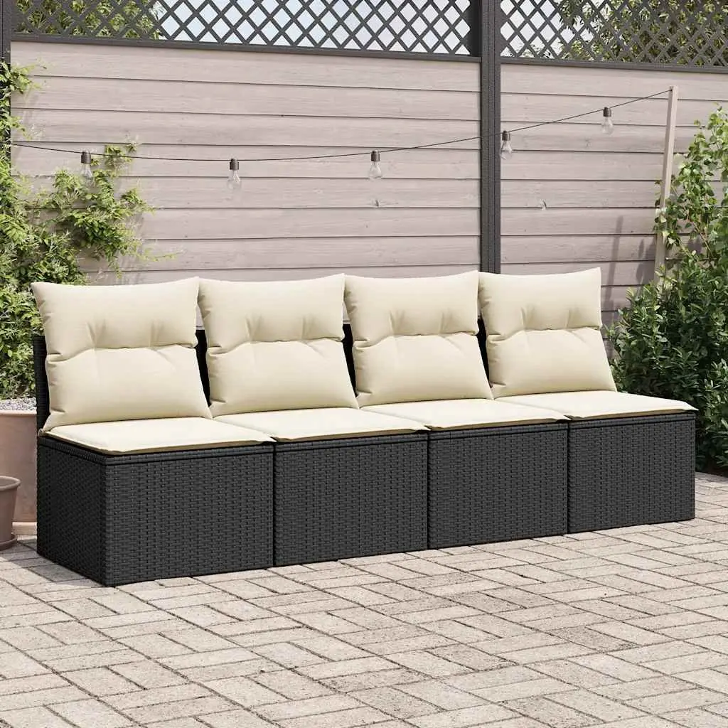 Garden Sofa Set Black 2 Piece Outdoor Patio Furniture with Cushions Storage