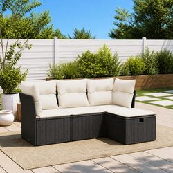 Compact and Functional Black Rattan Sofa Set for Outdoors