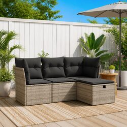 4 Piece Outdoor Sofa Set in Grey Rattan