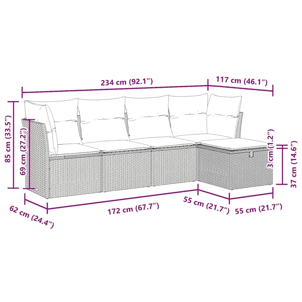 5-Piece Modular Garden Sofa Set for Outdoor Enjoyment