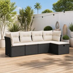 5 Piece Outdoor Sofa Set - Modular Black Rattan